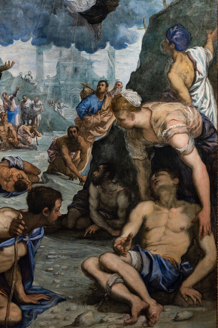 Pyhä Augustinus parantaa rammat, yksityiskohdat tekijältä Jacopo Robusti Tintoretto