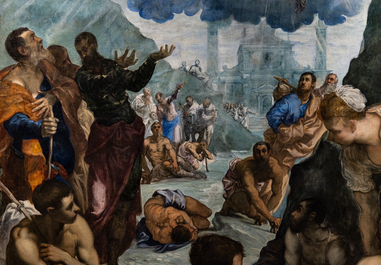 Pyhä Augustinus parantaa rammat, yksityiskohdat tekijältä Jacopo Robusti Tintoretto