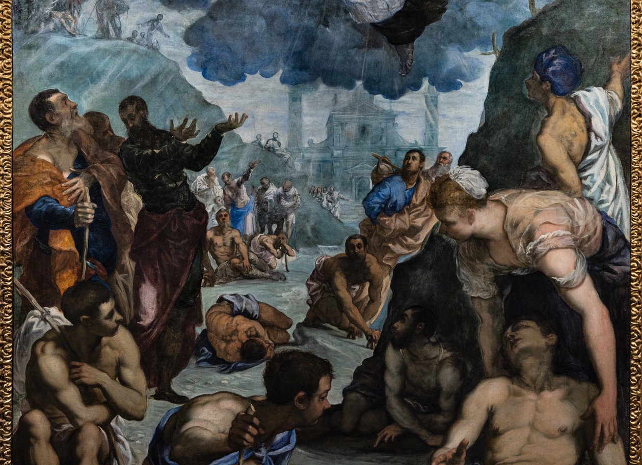 Pyhä Augustinus parantaa rammat, yksityiskohdat tekijältä Jacopo Robusti Tintoretto
