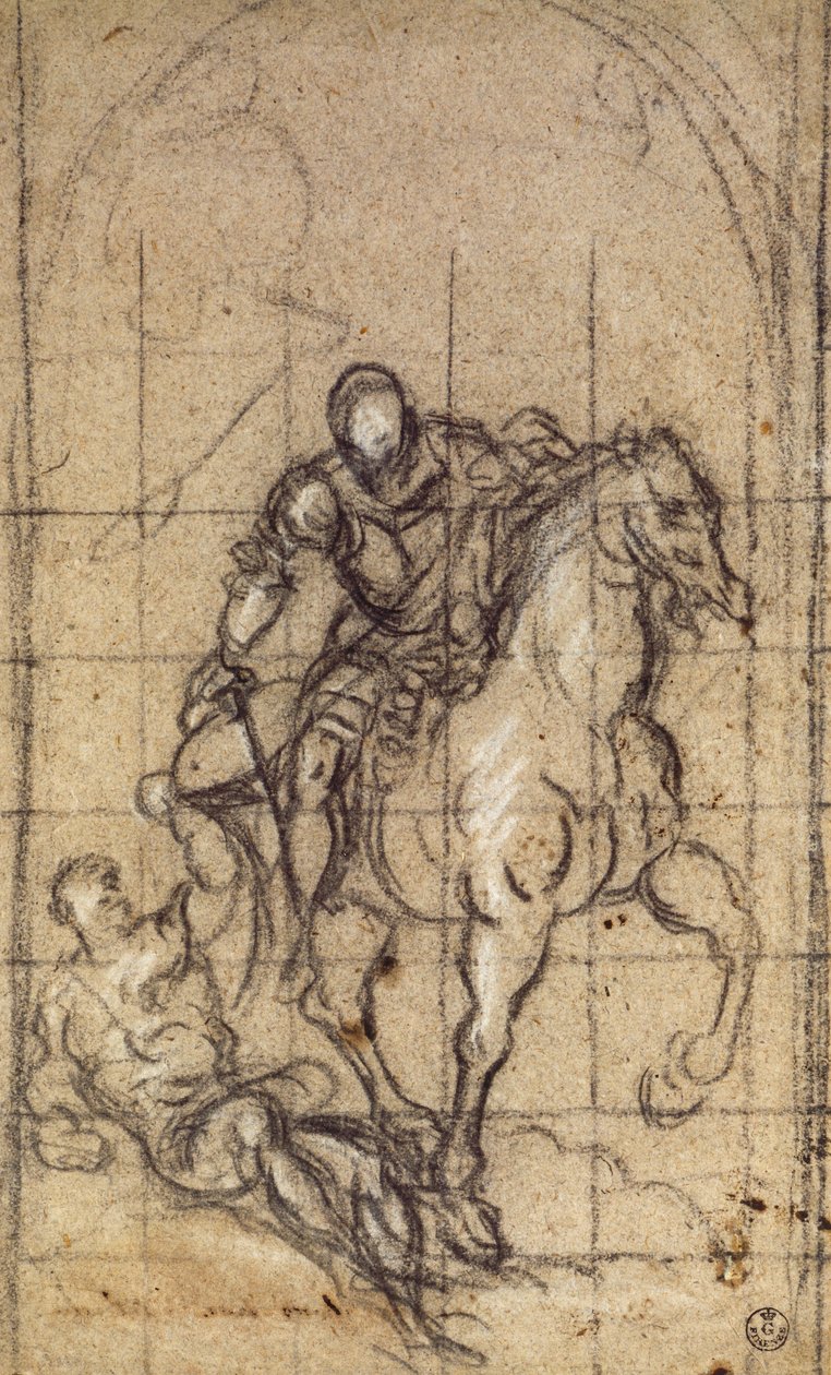 Jacopo Robustin, joka tunnetaan nimellä Tintoretto (1519-1594), tutkimus San Martinolle, piirustus tekijältä Jacopo Robusti Tintoretto