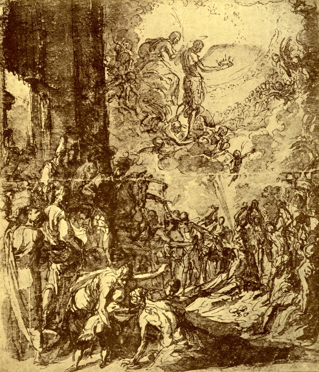 Study for the Martyrdom of St Stephen, kirjoittanut Tintoretto, 1913. tekijältä Jacopo Robusti Tintoretto