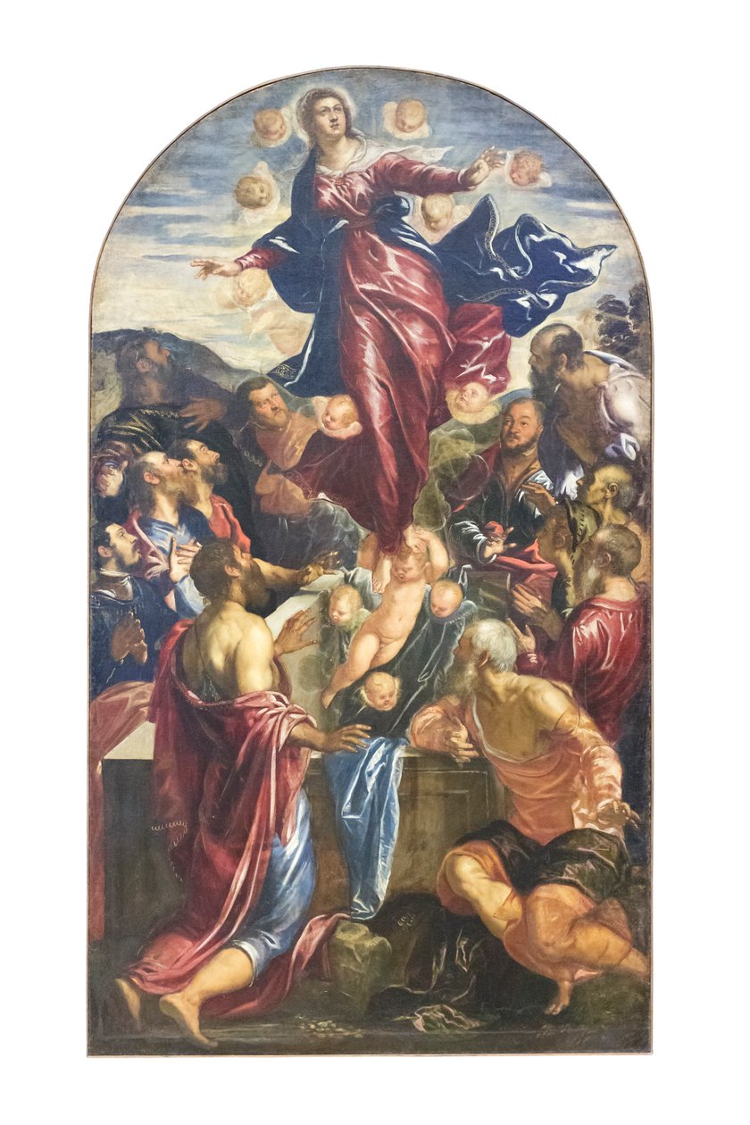 Neitsyt Marian taivaaseenastuminen, noin 1550-55 (öljy kankaalle). tekijältä Jacopo Robusti Tintoretto