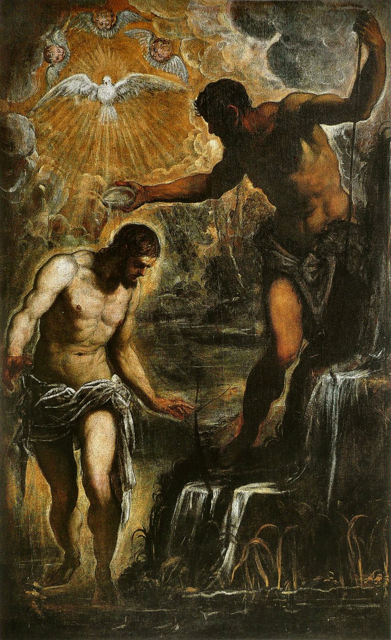 Kristuksen kaste, noin 1589 tekijältä Jacopo Robusti Tintoretto