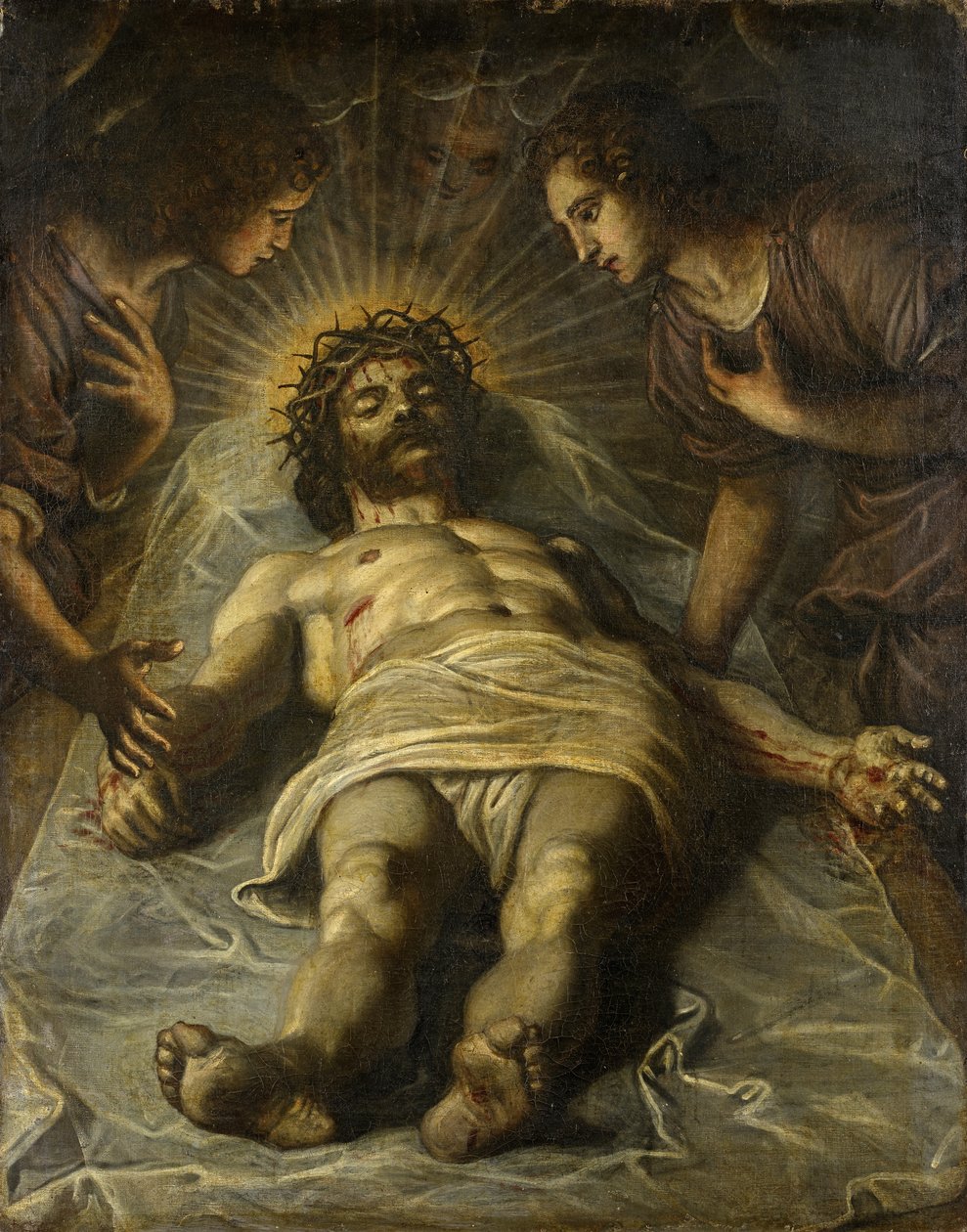 Kuollut Kristus kahden enkelin kanssa tekijältä Jacopo Robusti Tintoretto