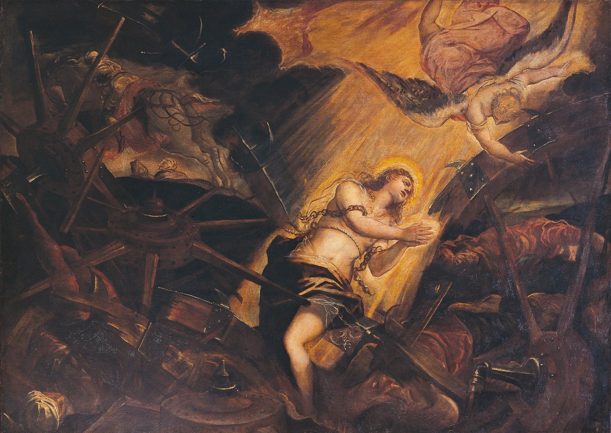 Pyhän Katariinan marttyyrikuolema, Jacopo Robusti, joka tunnetaan nimellä Tintoretto (1518-1594), patriarkaalinen palatsi, Venetsia, Italia tekijältä Jacopo Robusti Tintoretto