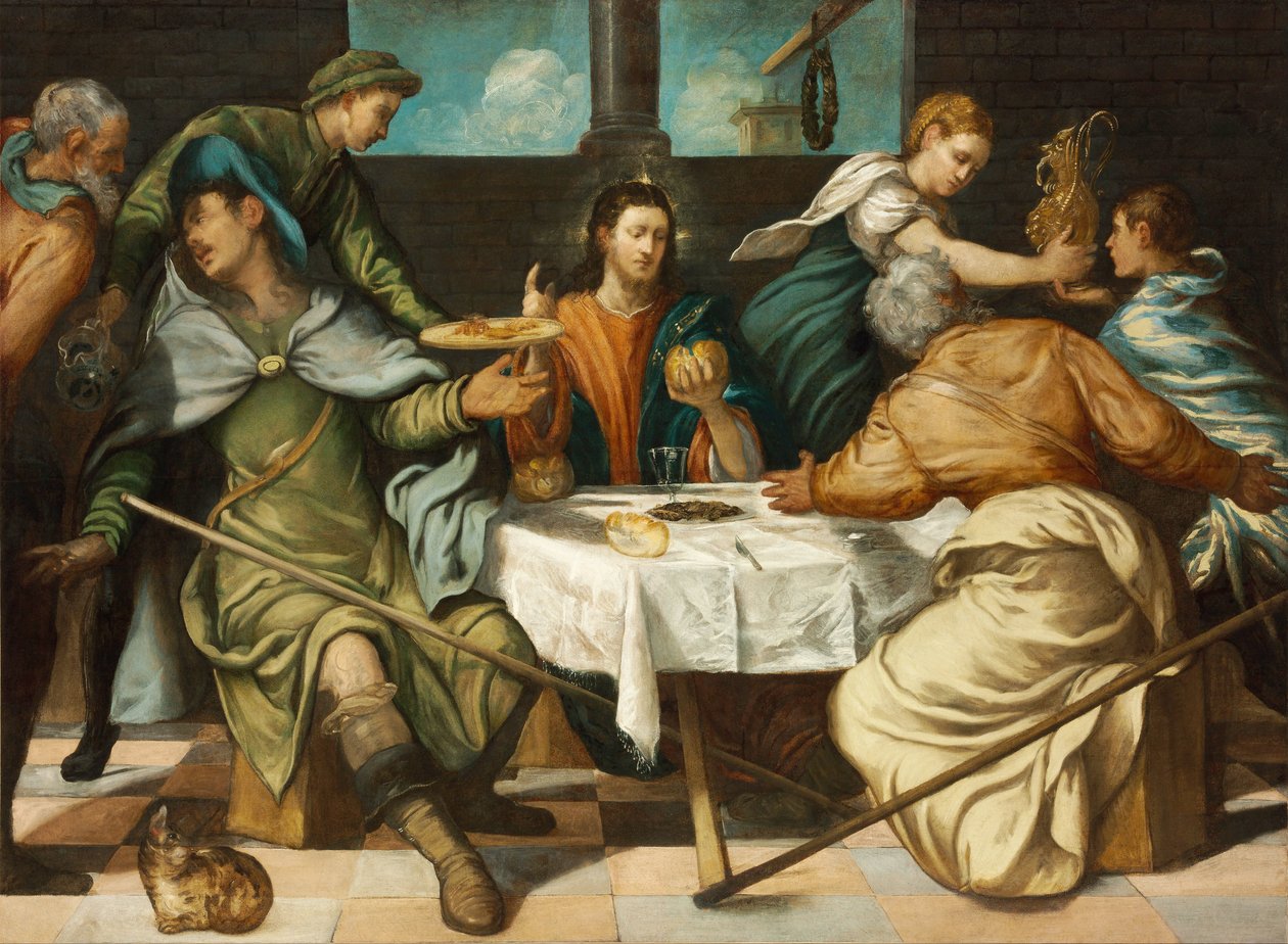 Illallinen Emmauksessa tekijältä Jacopo Robusti Tintoretto