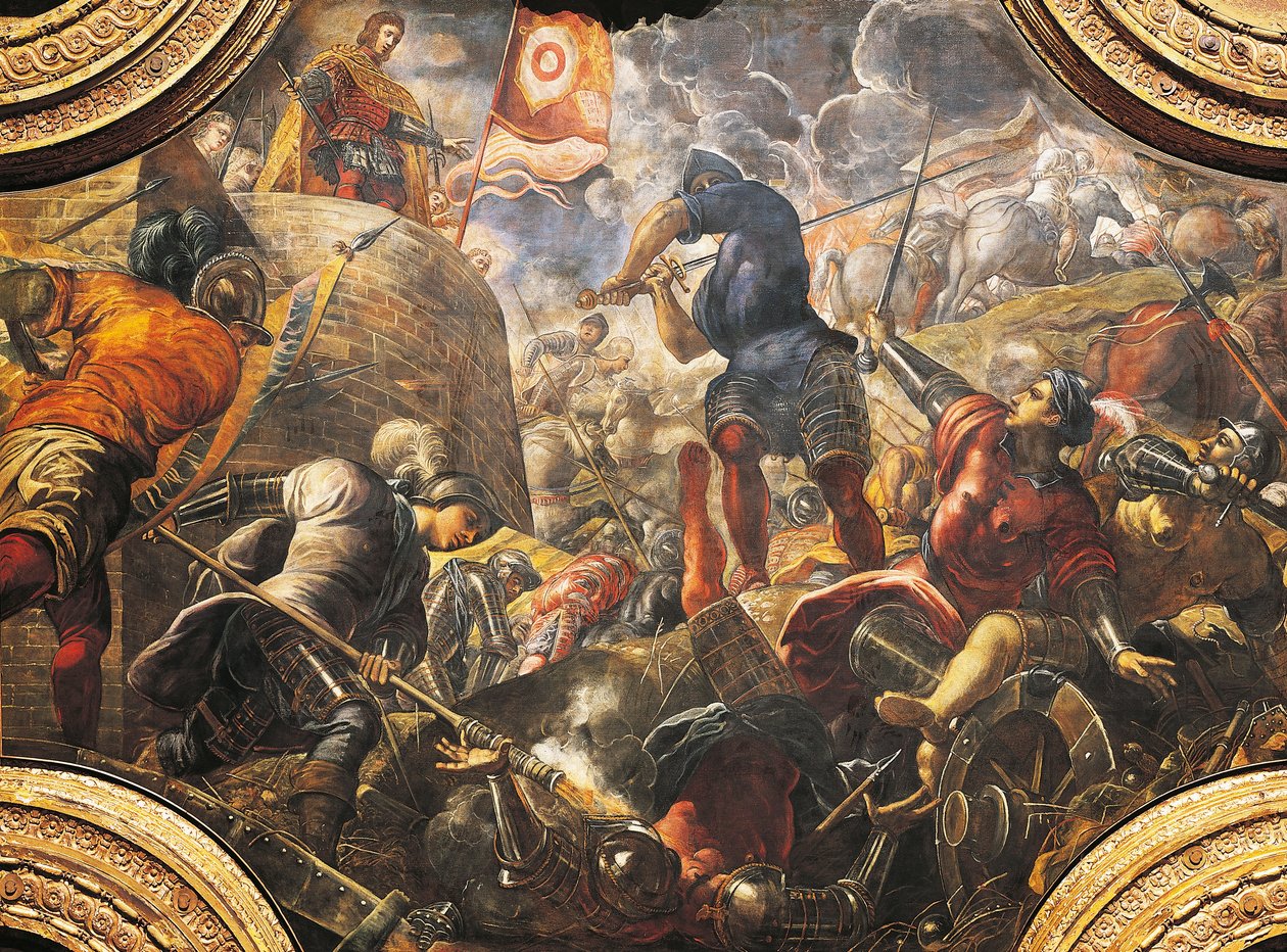 Venetsialaiset auttavat brescialaisia murtamaan Filippo Maria Viscontin piirityksen tekijältä Jacopo Robusti Tintoretto