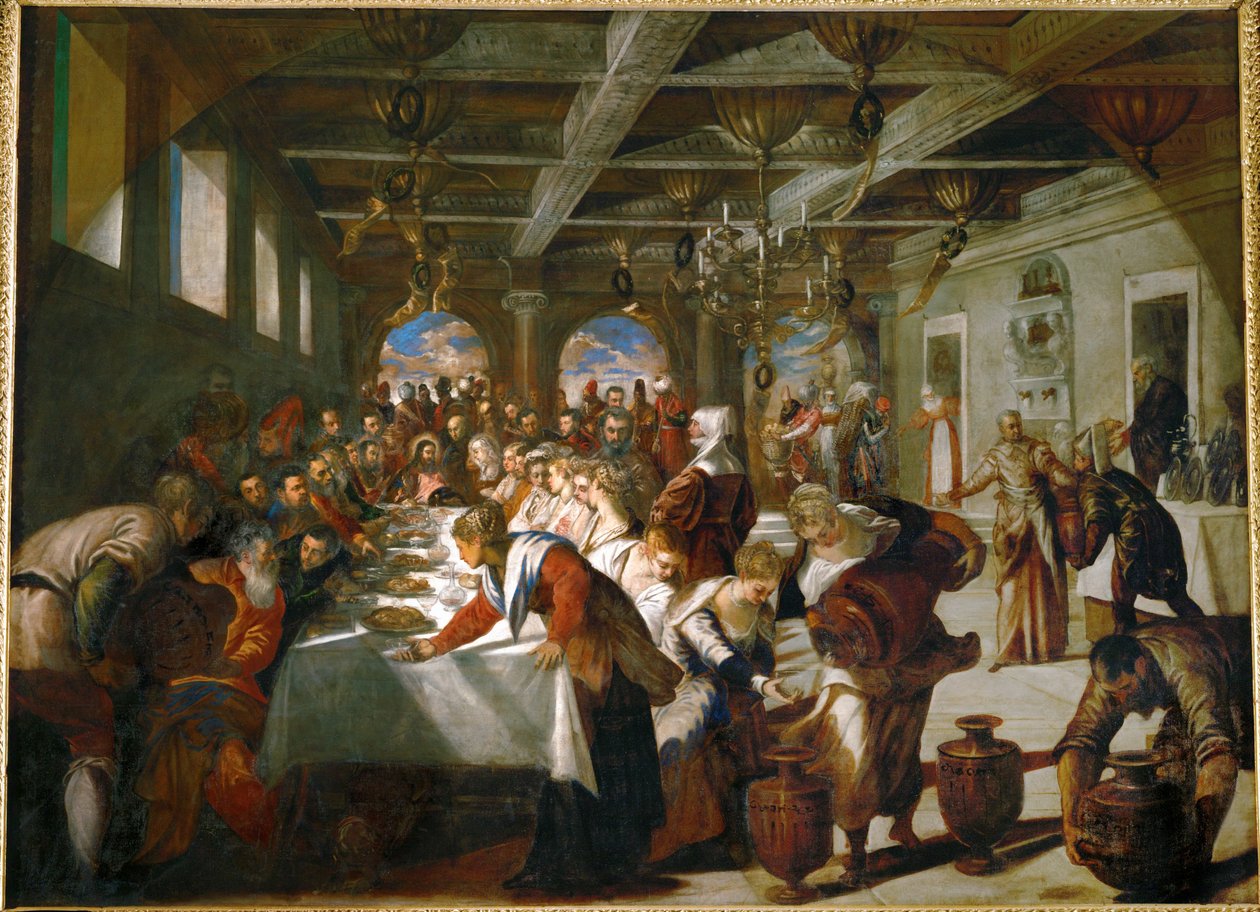Häät Kaanassa ... (öljy kankaalle) tekijältä Jacopo Robusti Tintoretto