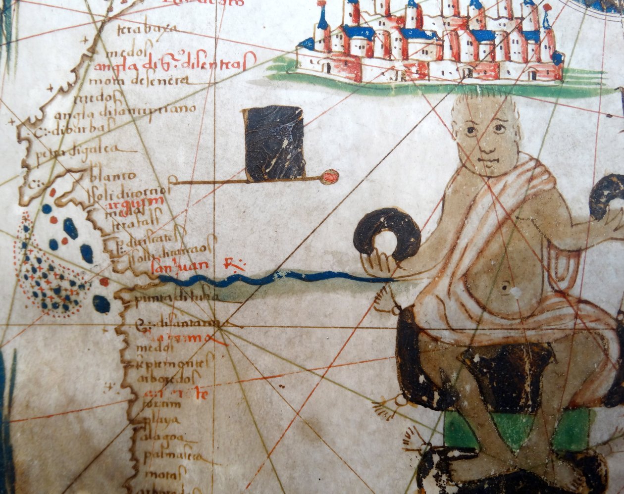 Yksityiskohta afrikkalaisesta hallitsijasta renessanssin Euroopan kartalta, Jacopo Russo (jälkeen), 1528 tekijältä Jacopo Russo