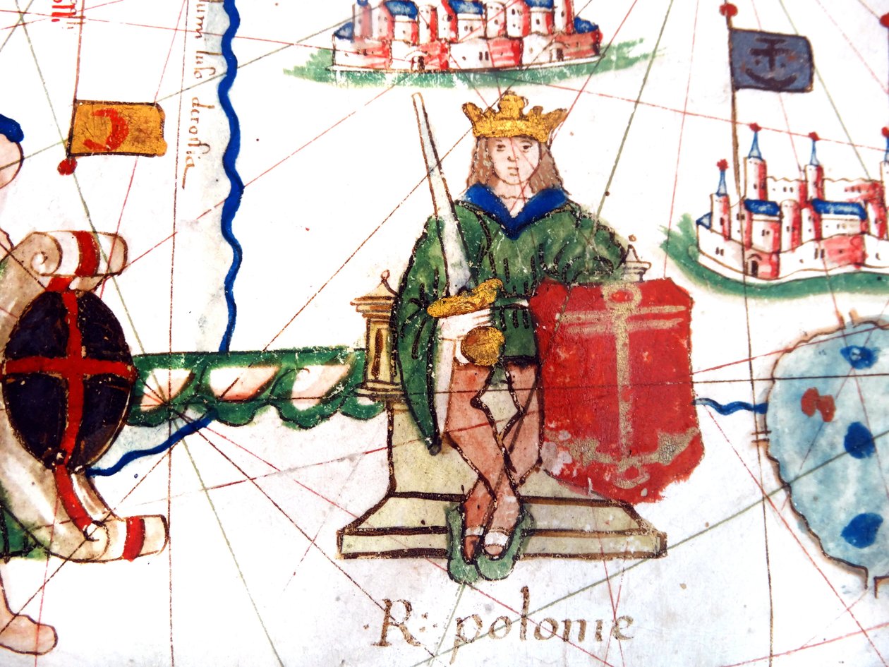 yksityiskohta Puolan kuninkaasta renessanssin aikaiselta Euroopan kartalta, Jacopo Russo (jälkeen), 1528 tekijältä Jacopo Russo