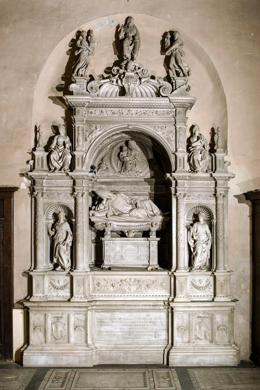 Hautausmuistomerkki kardinaali Ascanio Maria Sforzan kunniaksi (marmoriveistos, 1505-1507) tekijältä Jacopo Sansovino