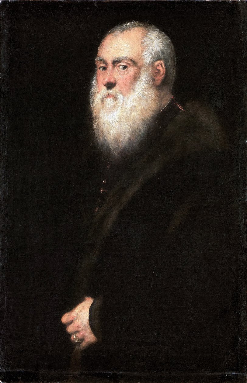 Saksa: Bildnis eines weißbärtigen Mannes Kuningas Sigismund II Augustuksen (1520-1572) muotokuva. tekijältä Jacopo Tintoretto