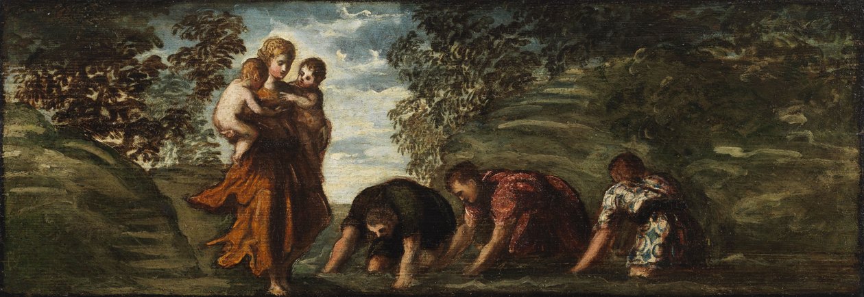 Latona muuttaa lyykialaiset talonpojat sammakoiksi tekijältä Jacopo Tintoretto