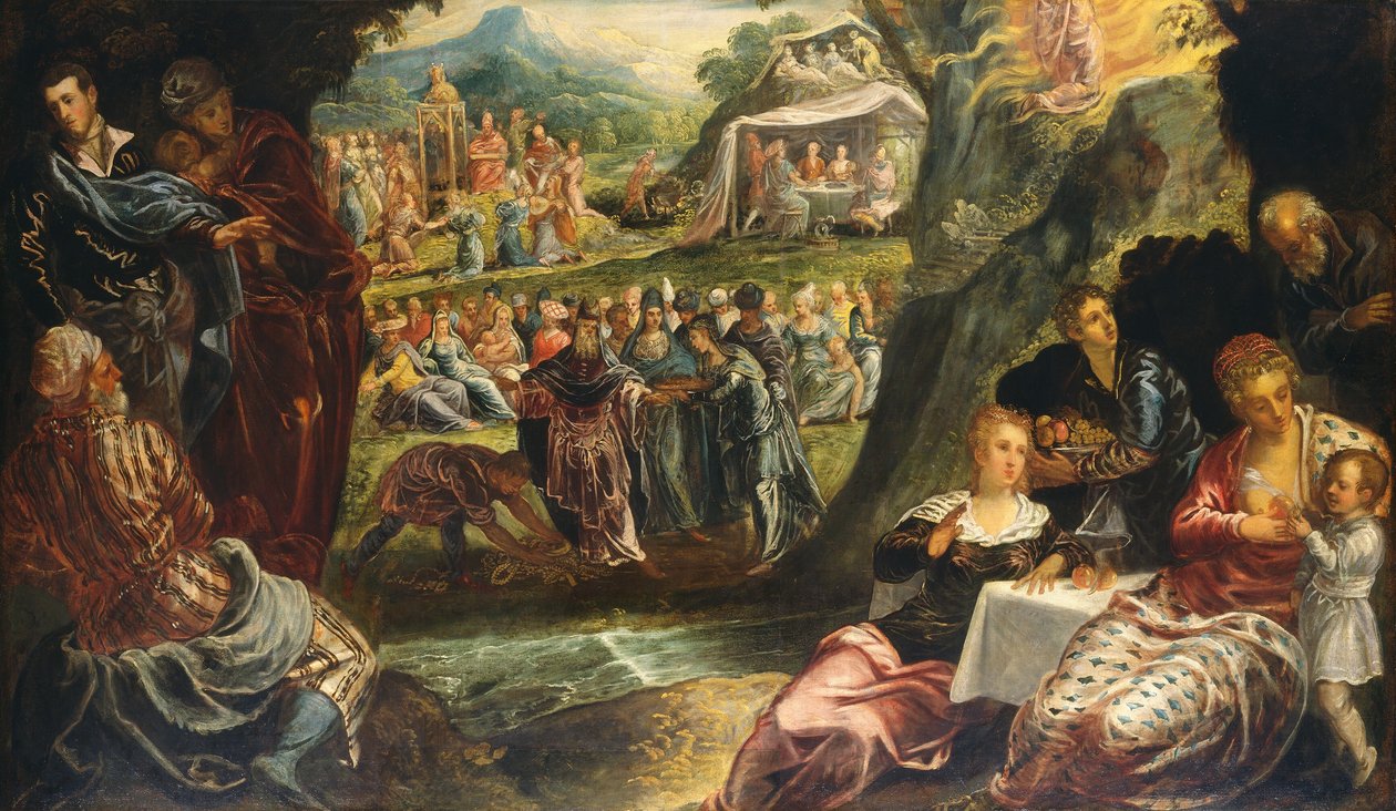 Kultaisen vasikan palvonta, n. 1594. tekijältä Jacopo Tintoretto