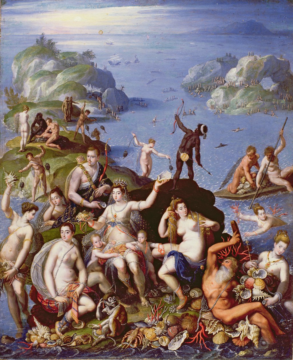 Korallien kalastus, n. 1590 (öljy kuparilla) tekijältä Jacopo Zucchi