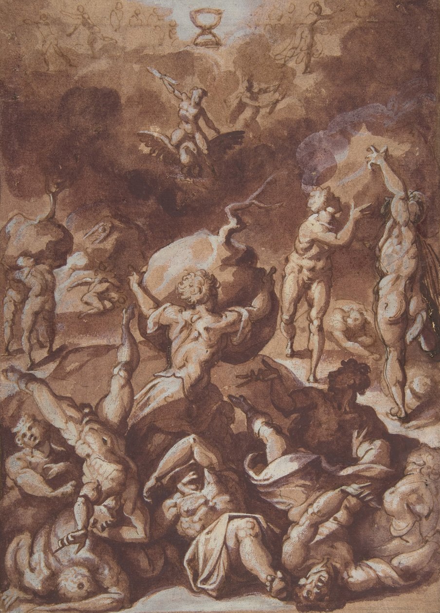 Jupiter taistelee jättiläisiä vastaan., 1540-96. tekijältä Jacopo Zucchi
