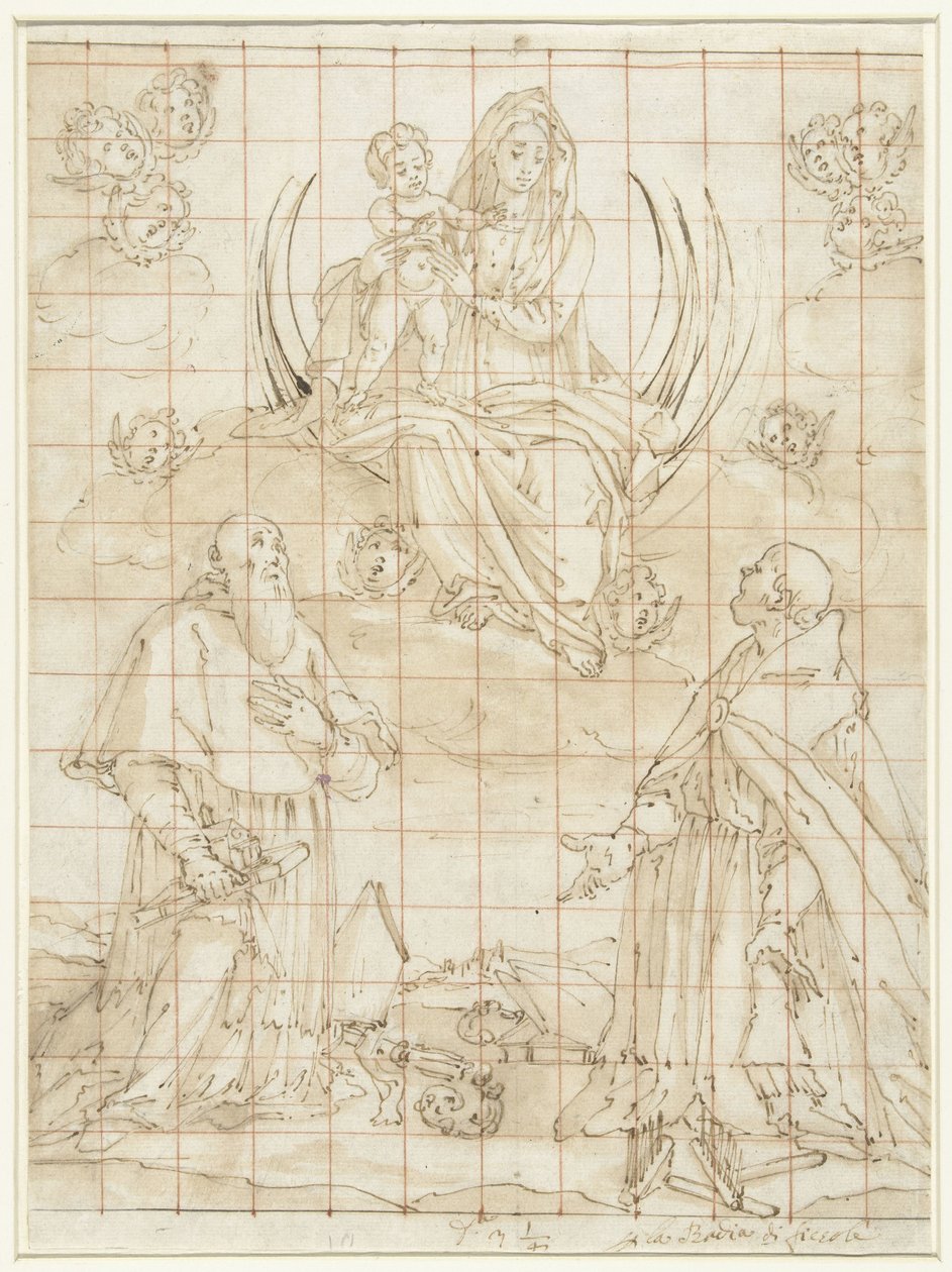 Madonna venerada per dos sants finlandesos tekijältä Jacopo da Empoli (circle of)