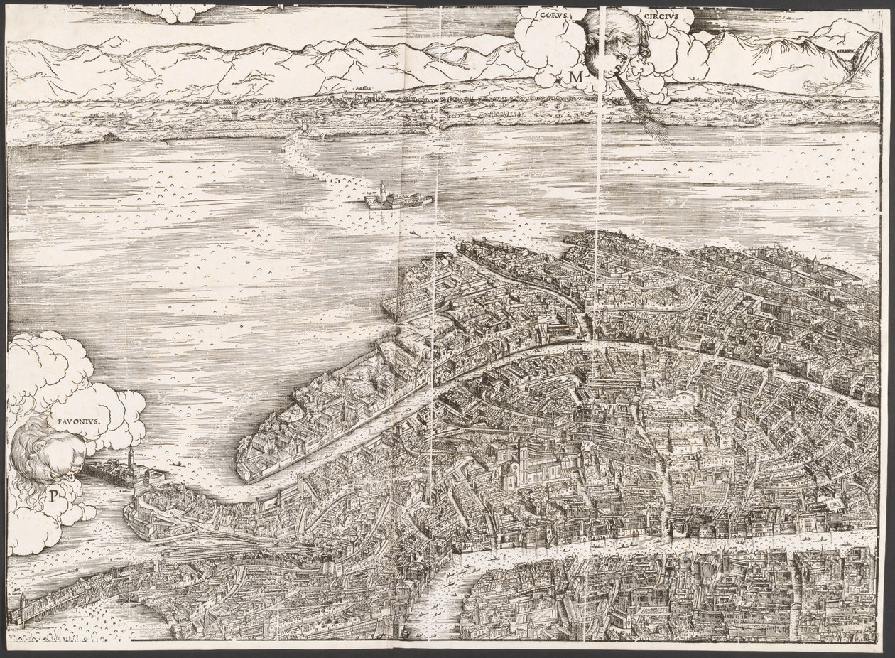 Näkymä Venetsiaan [vasen ylälohko], 1500. tekijältä Jacopo de Barbari
