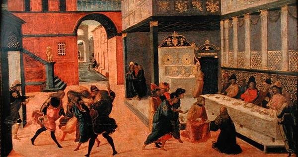 Kuningatar Vastin kuolema, vuoden 1490 jälkeen (tempera paneelissa) tekijältä Jacopo del Sellaio