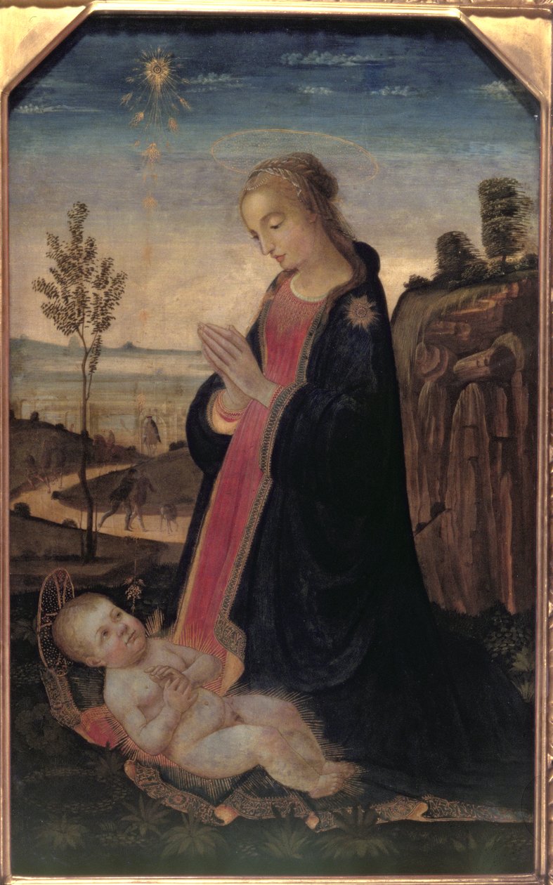 Madonna ja lapsi maisemassa tekijältä Jacopo del Sellaio