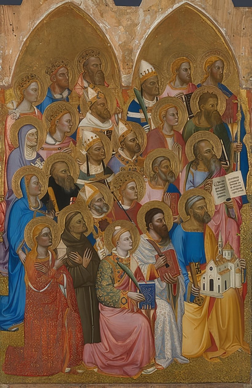 Adoring Saints (San Pier Maggioren alttarin siipi). 1370-71 tekijältä Jacopo di Cione