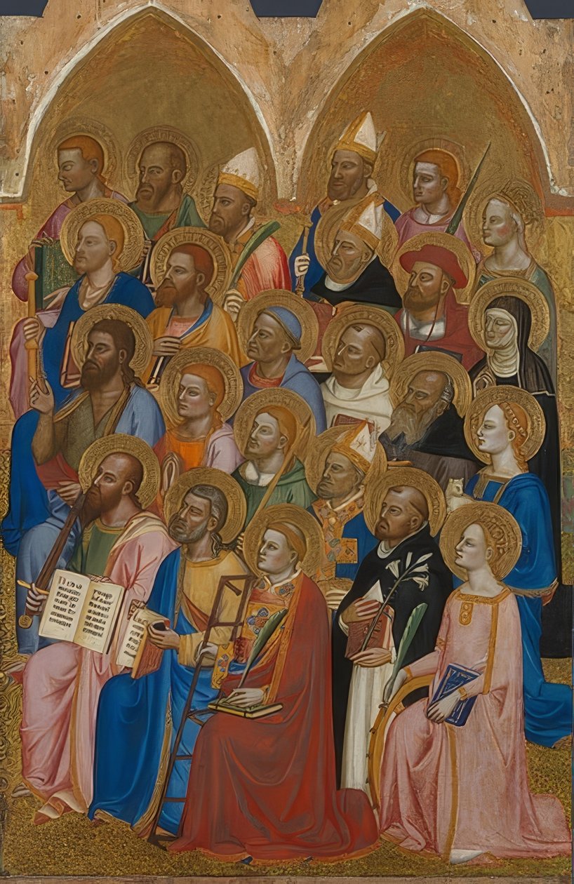 Adoring Saints (San Pier Maggioren alttarin siipi). 1370-71 tekijältä Jacopo di Cione