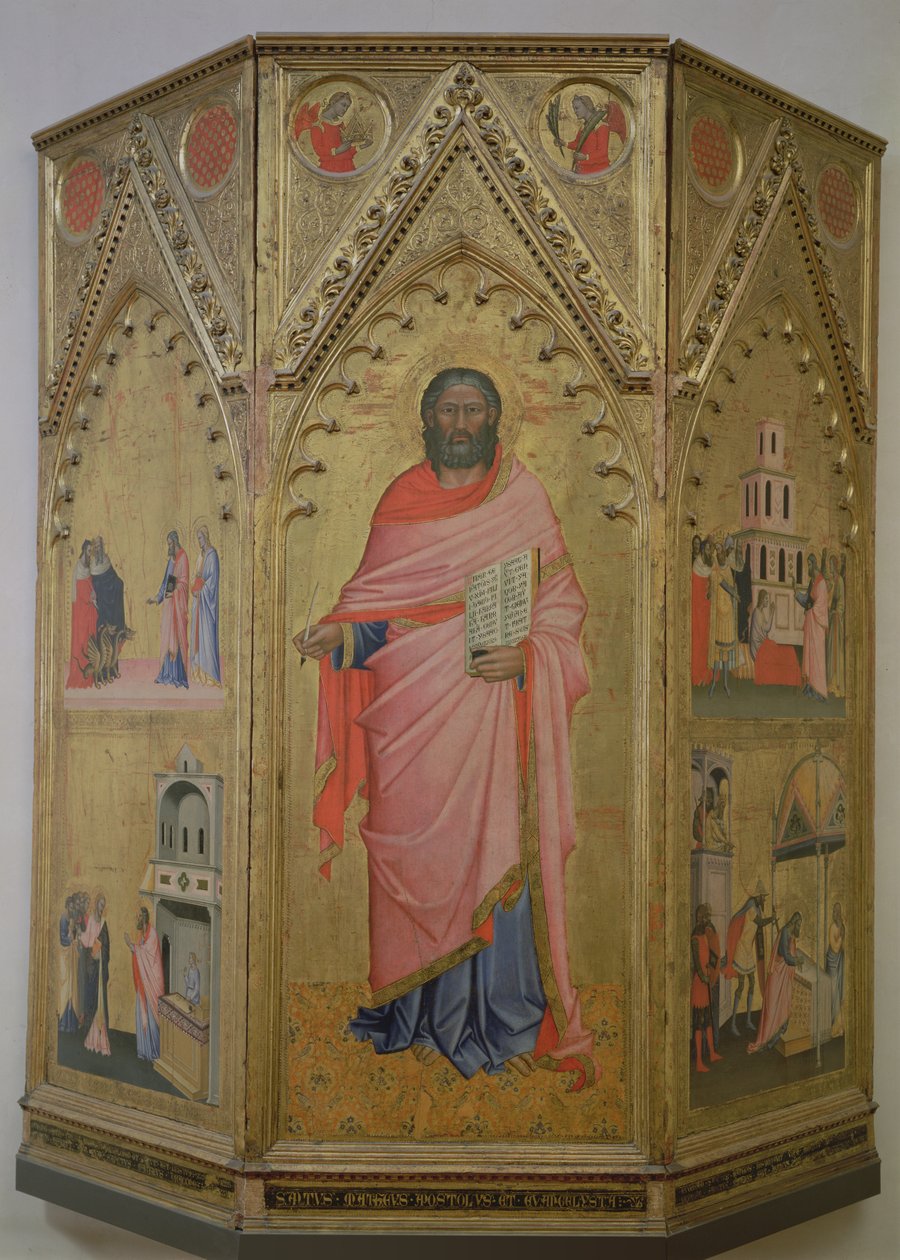 Pyhä Matteus ja kohtaukset hänen elämästään (tempera paneelissa) tekijältä Jacopo di Cione
