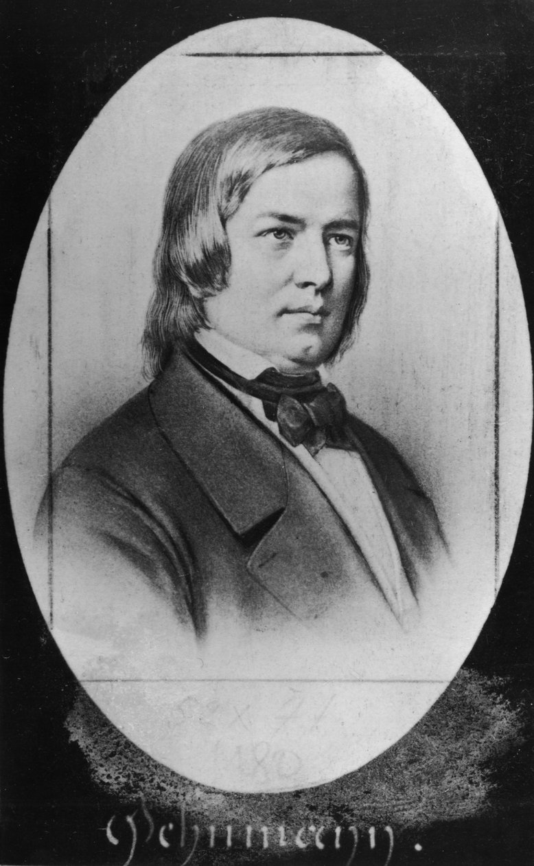 Robert Schumann (1810-56) kaiverrettu valokuvasta tekijältä Pierre Jacotin