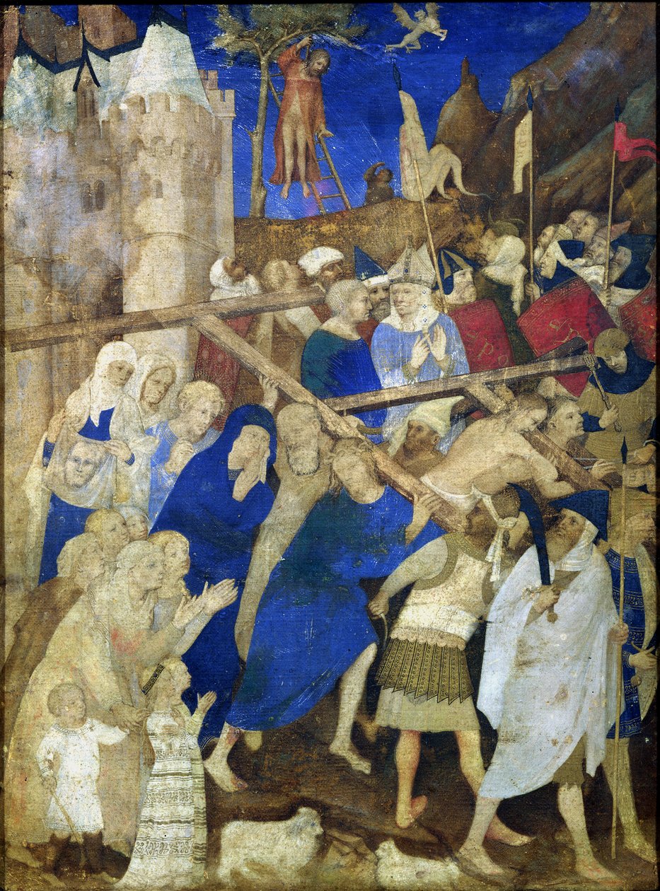 Kristus kantaa ristiä, Grandes Heures de Duc de Berrystä, 1409 tekijältä Jacquemart de Hesdin