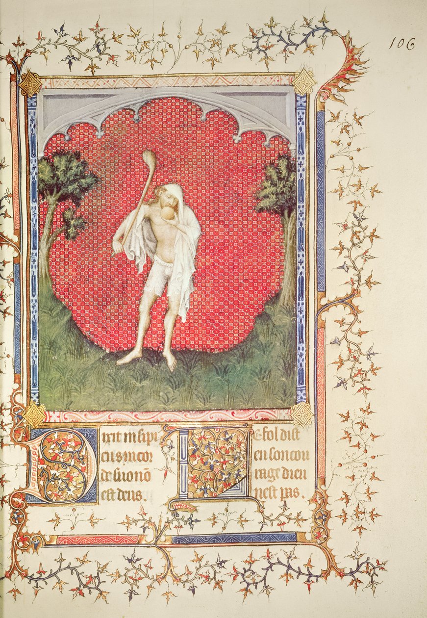 Fr 13091 f.106 Hullu, Jean de Berryn psalterista, n. 1386 tekijältä Jacquemart de Hesdin