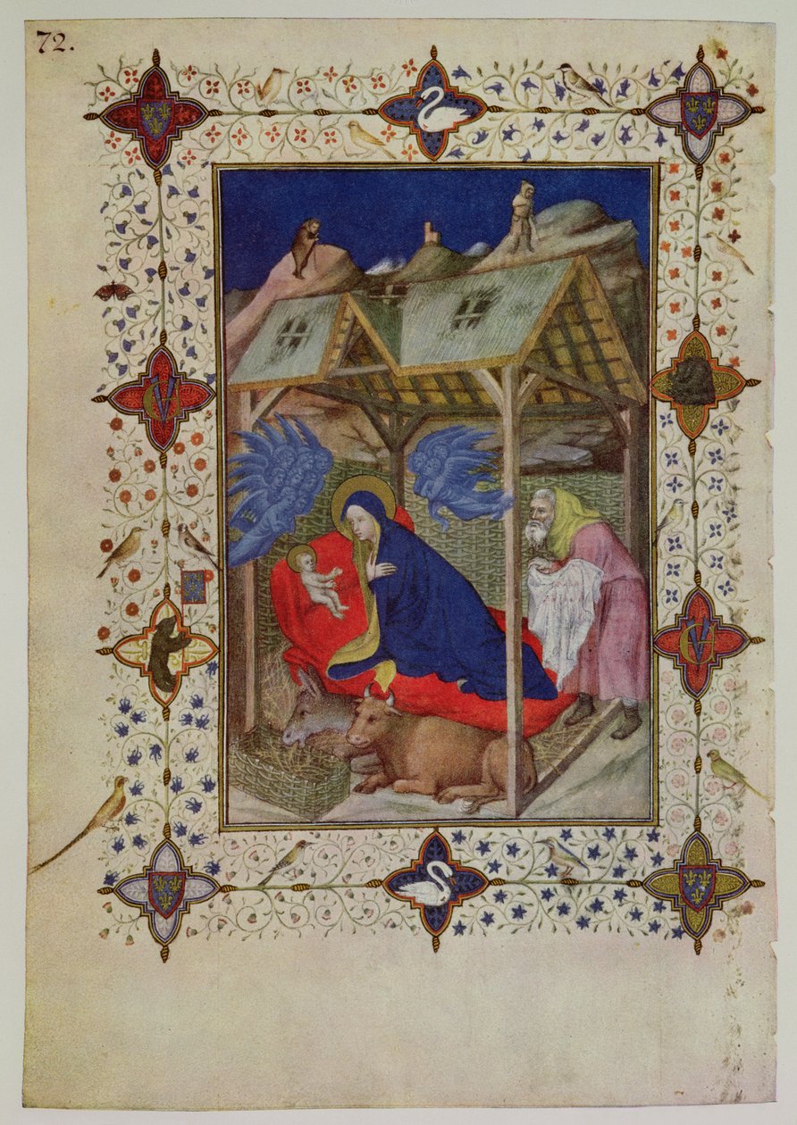 MS 11060-11061 Notre Damen tunnit: Prime, The Birth of Christ, "Tres Riches Heures du Duc de Berry" (lisätietoja 259702) tekijältä Jacquemart de Hesdin