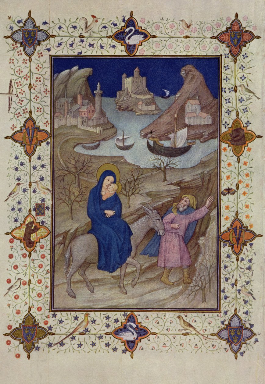 MS 11060-11061 Notre Damen aukioloajat: Vespers, Lento Egyptiin, Tres Riches Heures du Duc de Berrystä tekijältä Jacquemart de Hesdin