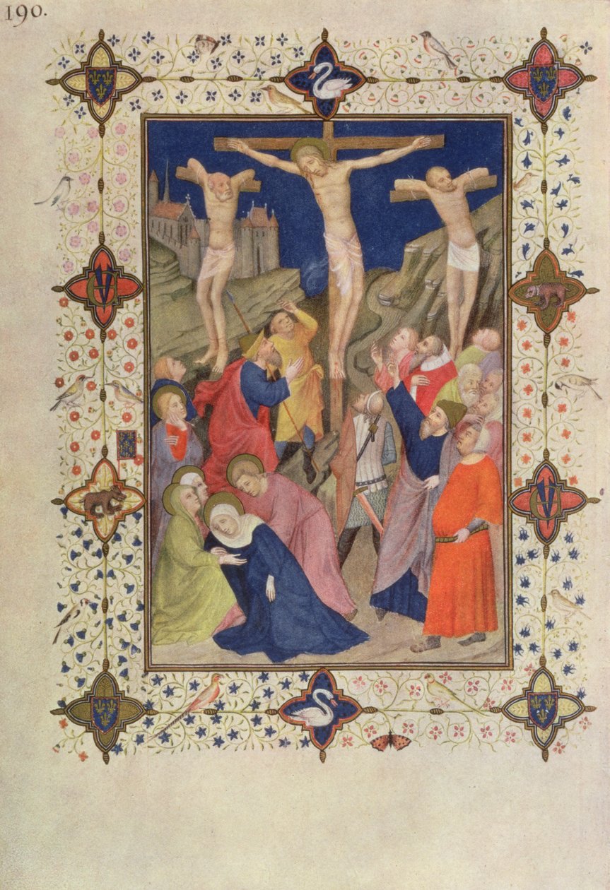 MS 11060-11061 Ristin tunnit: Ei mitään, Jeesus ristillä, Tres Riches Heures du Duc de Berrystä tekijältä Jacquemart de Hesdin