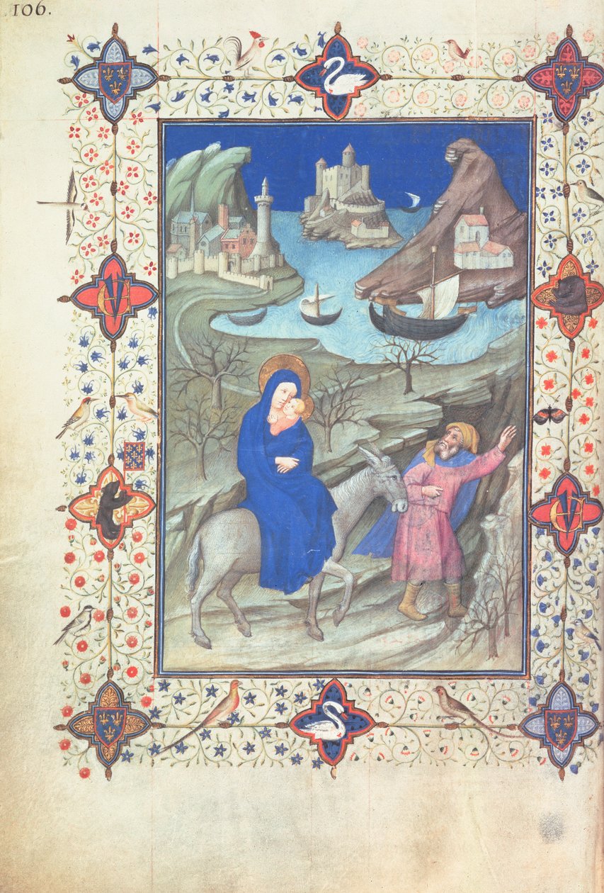 Ms 11060-61, Lento Egyptiin, Tres Belles Heures du duc de Berrystä, n. 1409 tekijältä Jacquemart de Hesdin
