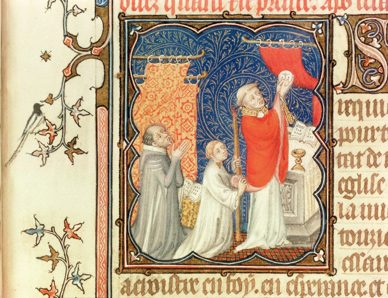 Ms Lat 18014 Jean de France (1340-1416) Berryn herttua rukoilee ennen sotajoukkoa, Les Petites Heures de Duc de Berrystä, n. 1385-1390 tekijältä Jacquemart de Hesdin