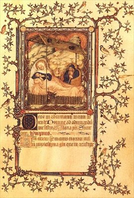 Ms Lat 18014 fol. 38 Syntymä, Les Petites Heures de Duc de Berry, n. 1385-90 (vellum) tekijältä Jacquemart de Hesdin
