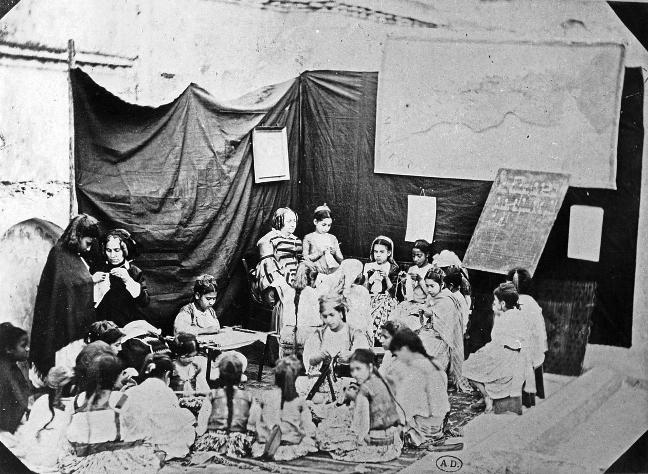 Tyttöjen koulu Algerissa, noin 1860 tekijältä Jacques Antoine Moulin