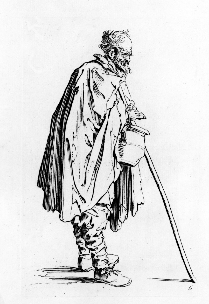 Kerjäläinen kannun kanssa, noin 1622-3 tekijältä Jacques Callot