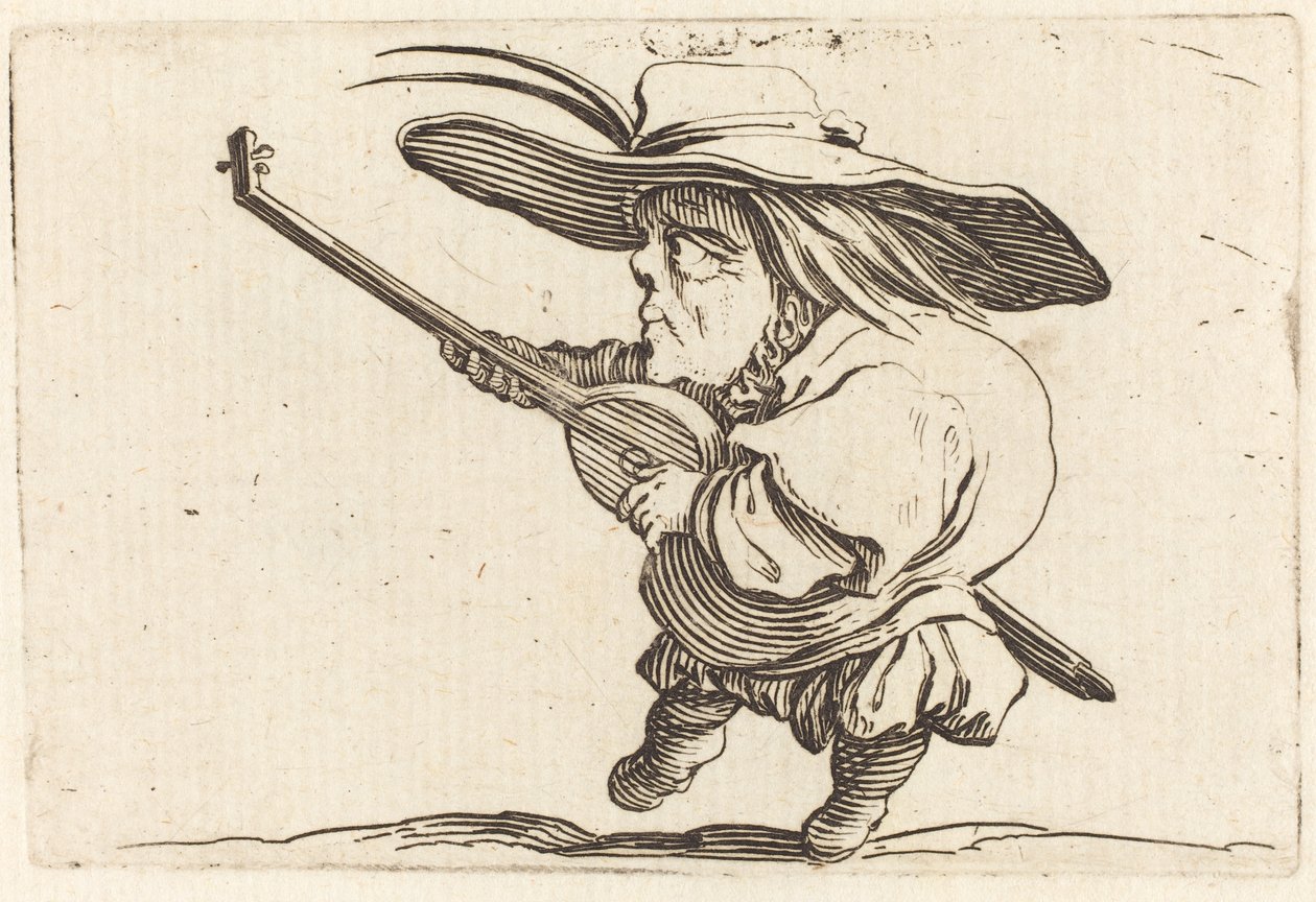 Huilunsoittaja, noin 1622 (etsaus ja kaiverrus) tekijältä Jacques Callot