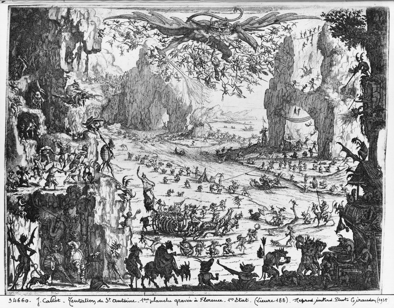 Pyhän Antoniuksen kiusaus tekijältä Jacques Callot
