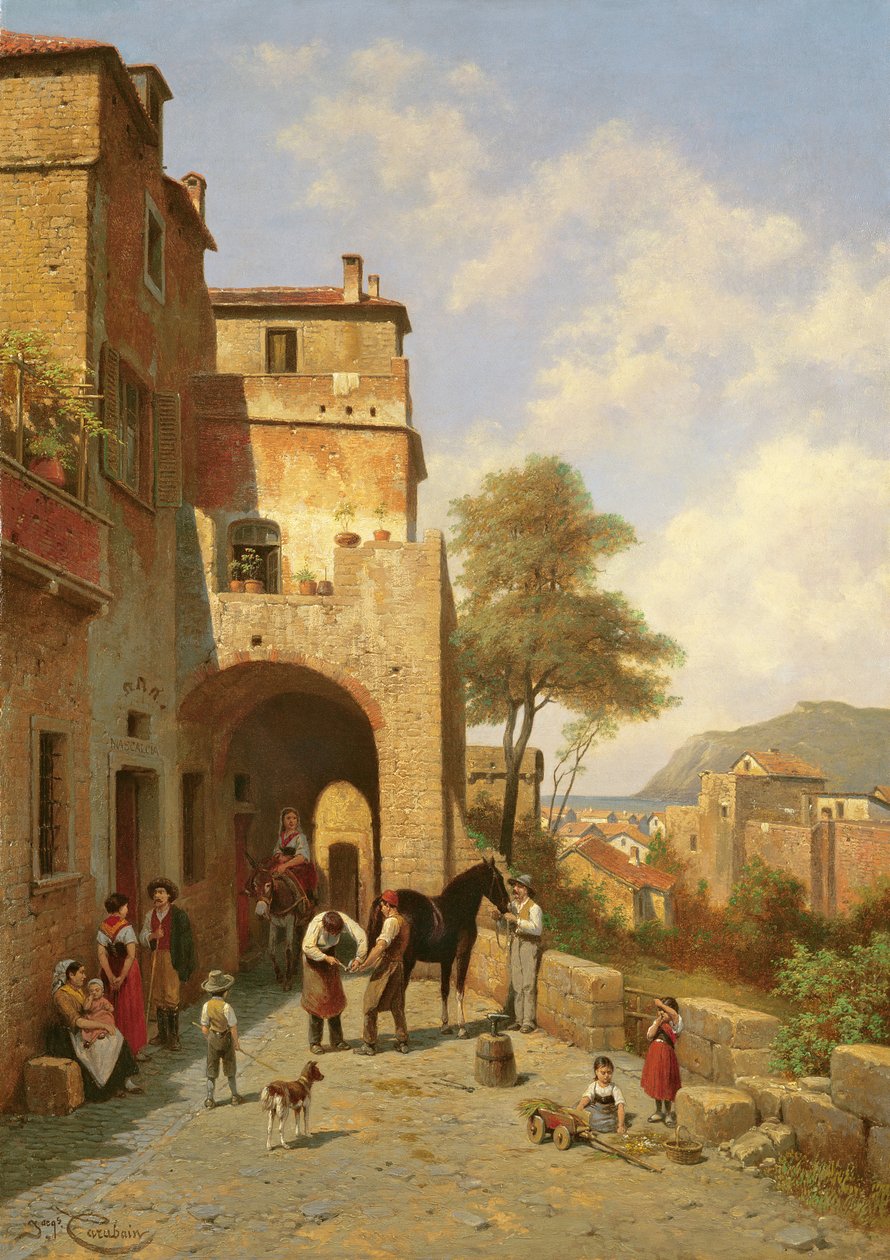 Näkymä Spottornosta Välimeren rannikolla, 1800-luku tekijältä Jacques Carabain