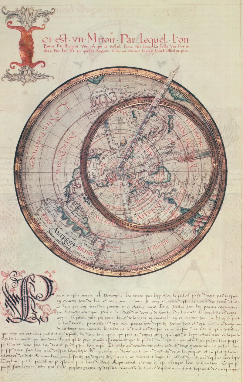 Ms Fr 150 fol.25v Mirror, teoksesta "Les Premieres Oeuvres de Jacques Devaulx Pilote en la Marine", 1583 tekijältä Jacques Devaulx
