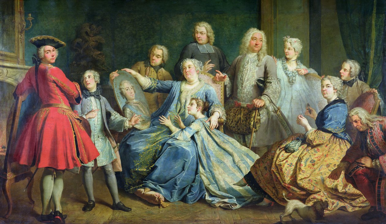Madame Mercier (1683-1750) Perheensä ympäröimänä, 1731 tekijältä Jacques Dumont