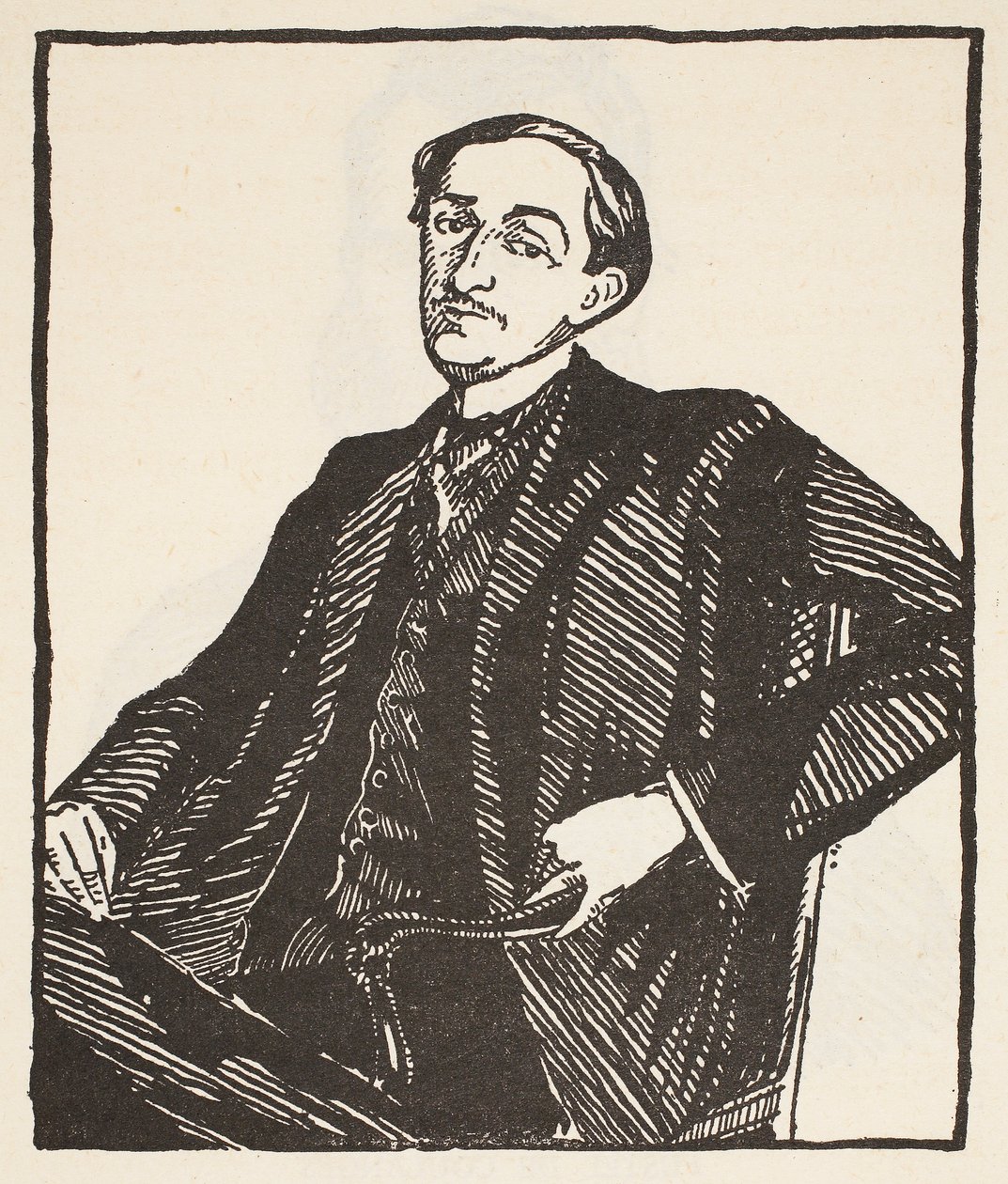 Maurice Barres, kopio Boris Mestchersky (k. 1957), kuvitus teoksesta "Histoire de la Nation Francaise", Sciences, Volumes I ja II, kirjoittanut Gabriel Hanotaux (1853-1944), 1924 tekijältä Jacques Emile Blanche