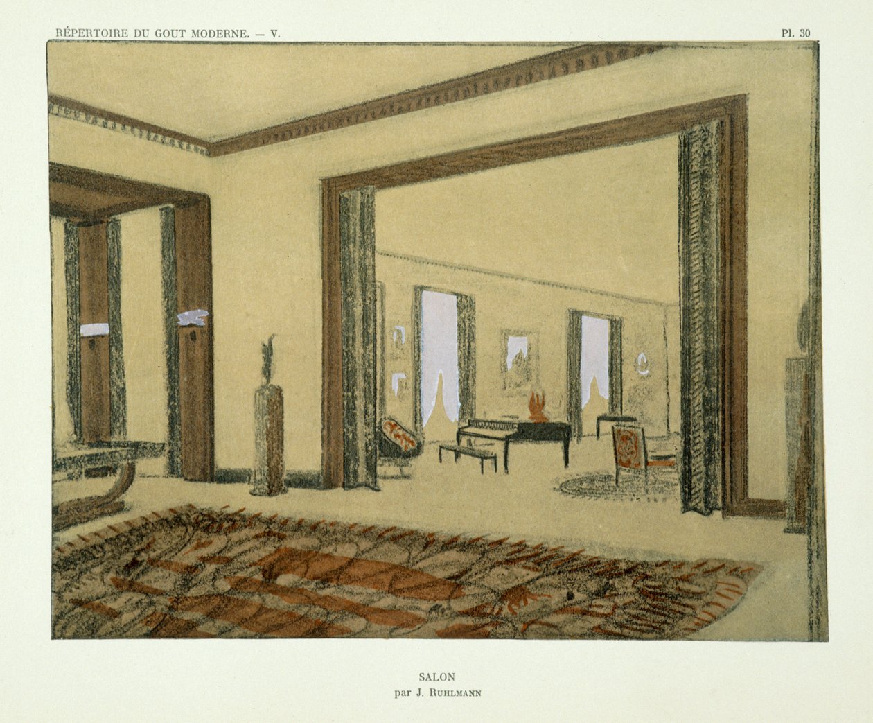 Salon, "Repertoire of Modern Taste", julkaistu 1929 tekijältä Jacques Emile Ruhlmann