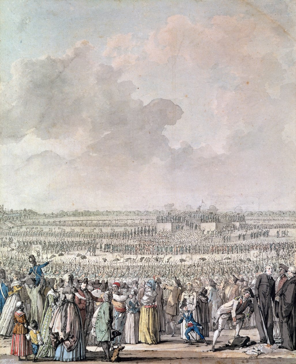 Federaation festivaali Champ de Marsilla, 14. heinäkuuta 1790 tekijältä Jacques Francois Joseph Swebach