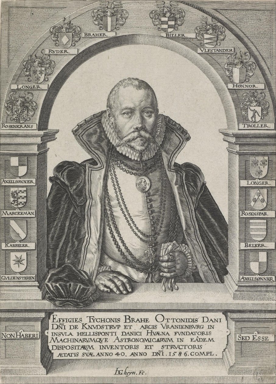 Tycho Brahen, tähtitieteilijän muotokuva (ilman hattua) tekijältä Jacques Gheyn de Ii