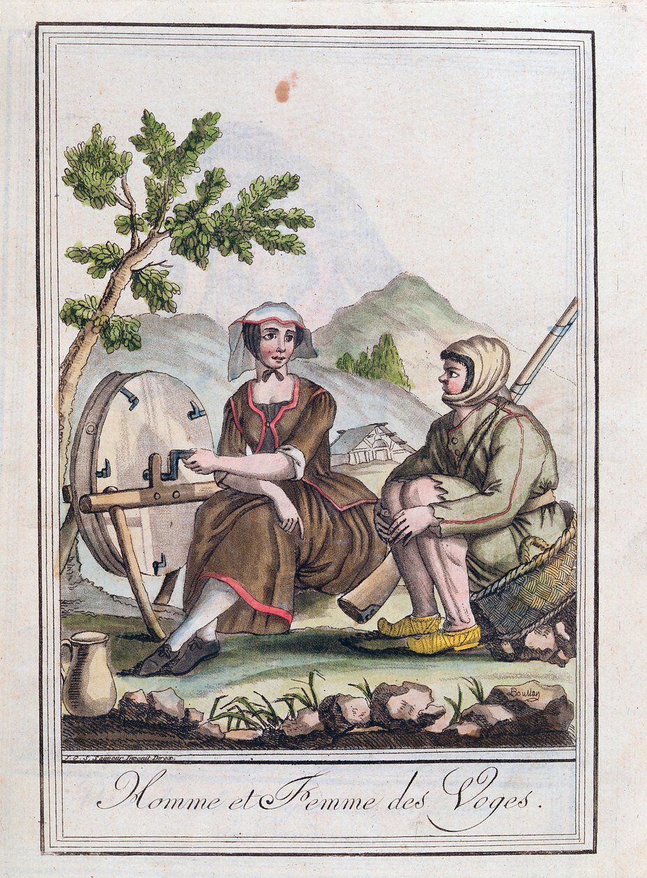 Mies ja nainen Vosgesista, Encyclopedie des Voyages -teoksesta, 1796. tekijältä Jacques Grasset de Saint Sauveur