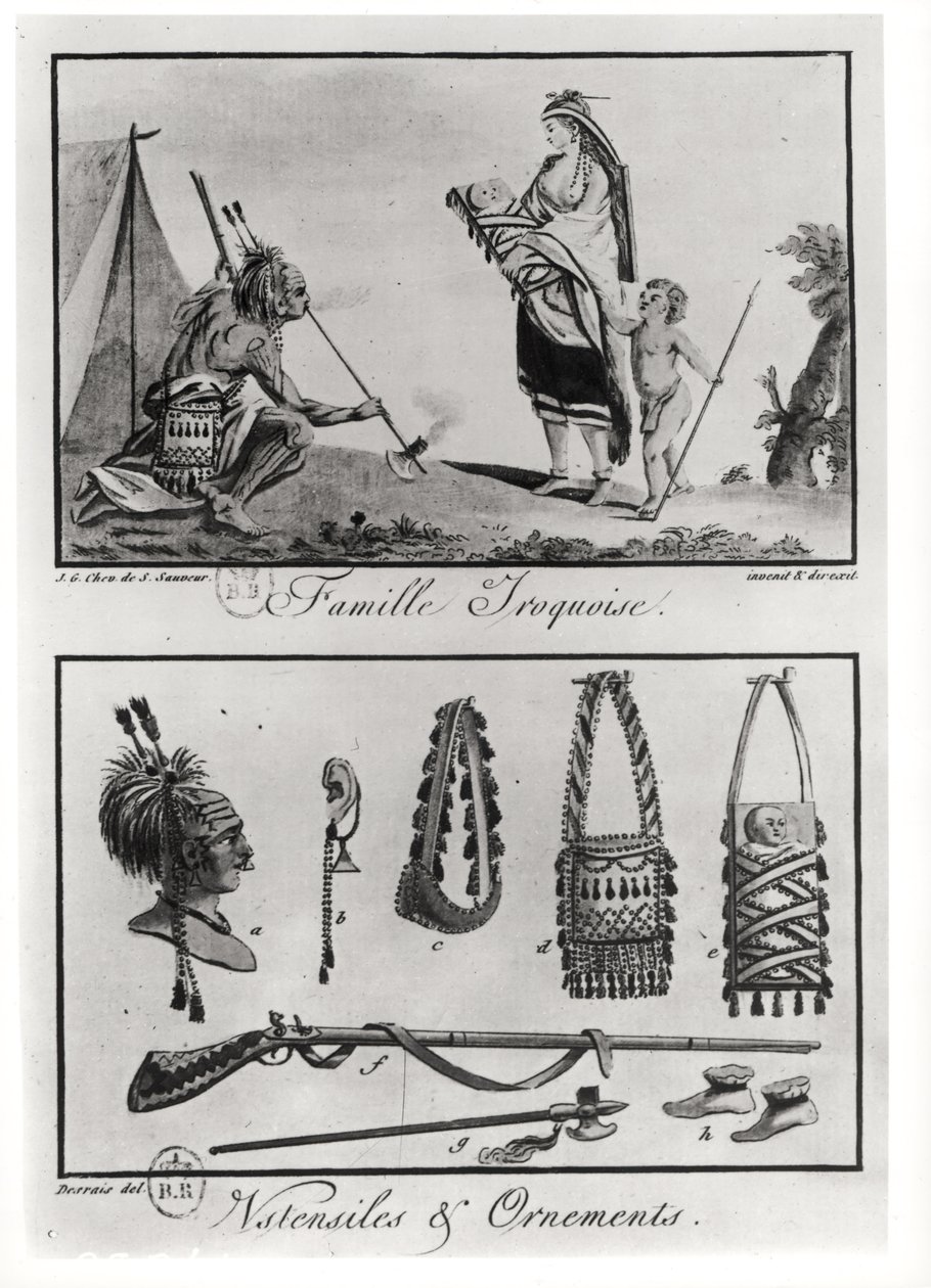 Irokeesisuku, vaakuna ja ornamentit, Claude Louis Desrais