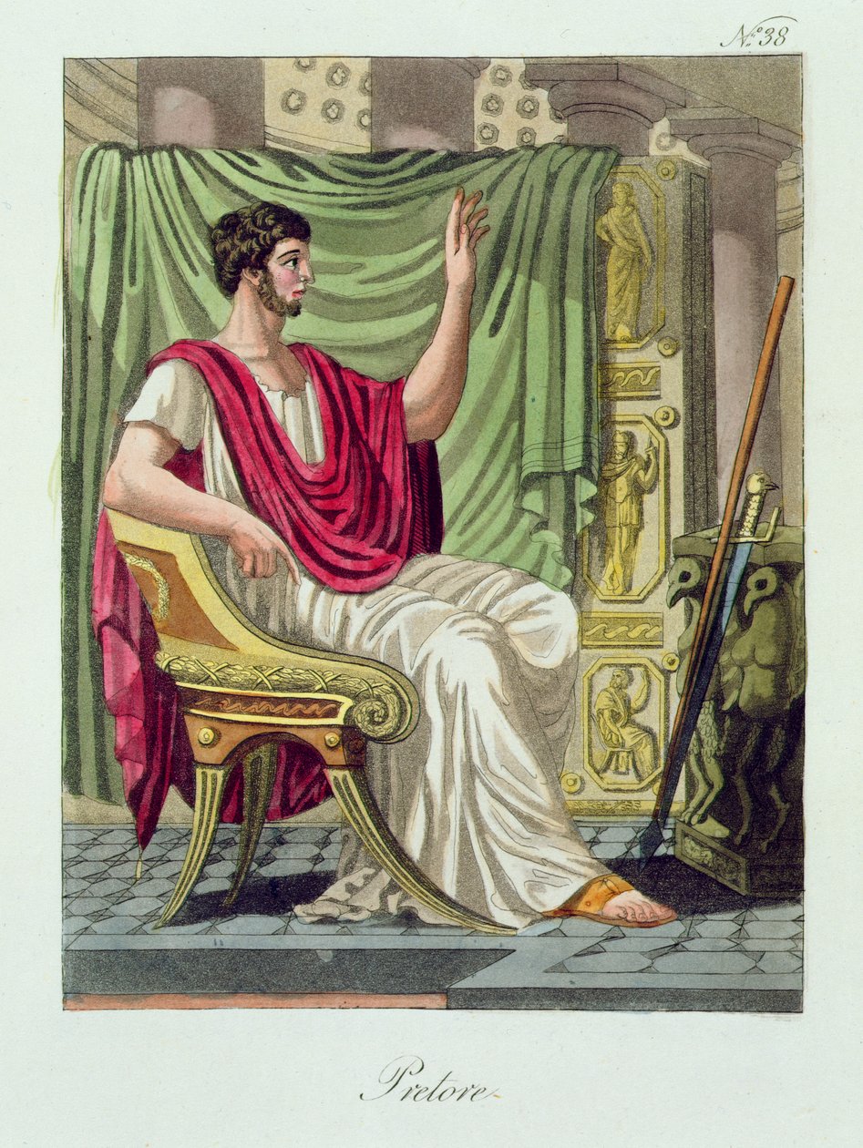 Praetor, nro 38 "Antique Rome" -kirjasta, kaivertanut Labrousse, julkaistu 1796 tekijältä Jacques Grasset de Saint Sauveur